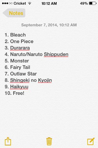 My Top Ten Anime List | Anime Amino