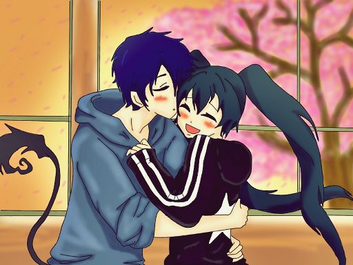 Awwww Rin Okumura and Black Rock Shooter would totally make a great couple!...