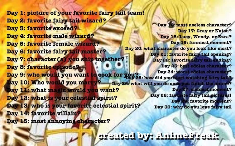 30 Day Fairy Tail Challenge Anime Amino